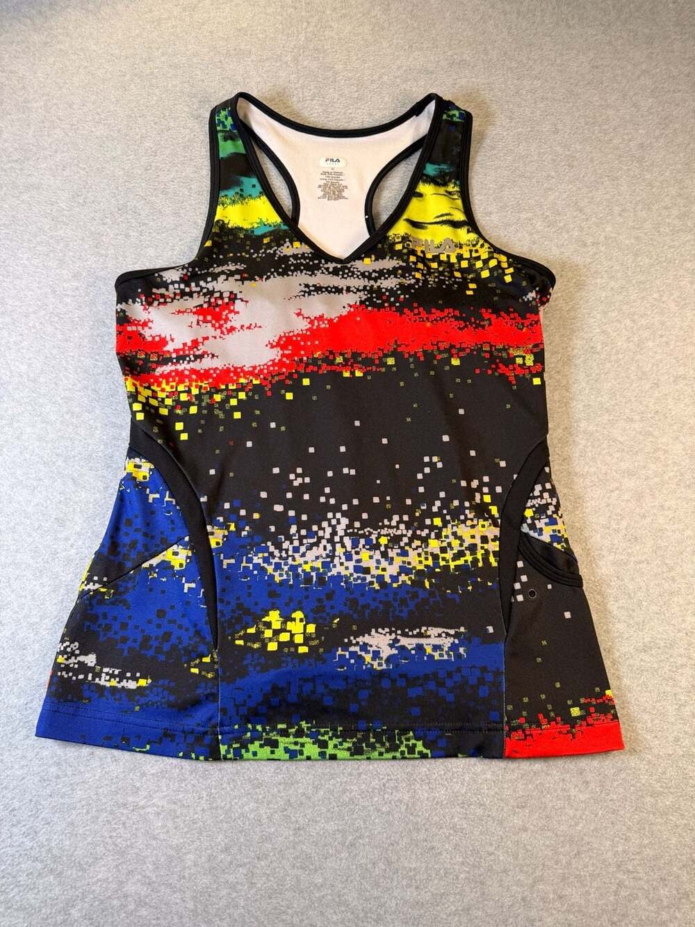 Fila Sport Women's Athletic Workout Colorful Digital Graphic Tank Top Size M